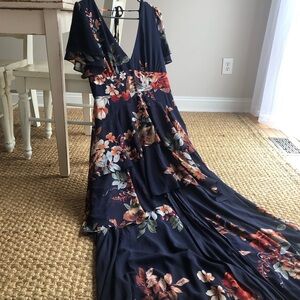 Lulu's Elegant Maxi Dress in Navy
